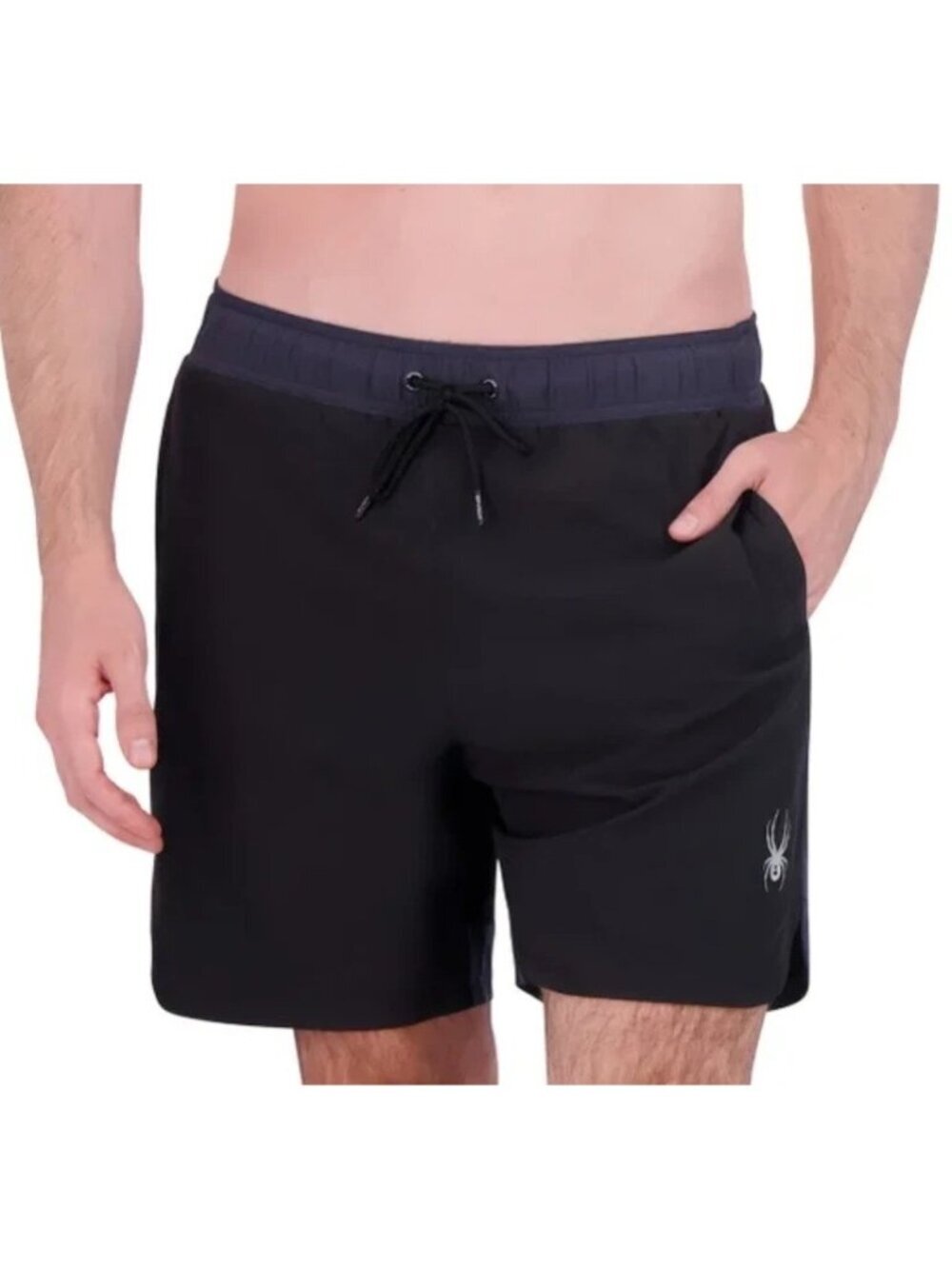 NWOT Spyder Men's S Black  Swim Shorts With Drawstring Waist Lined